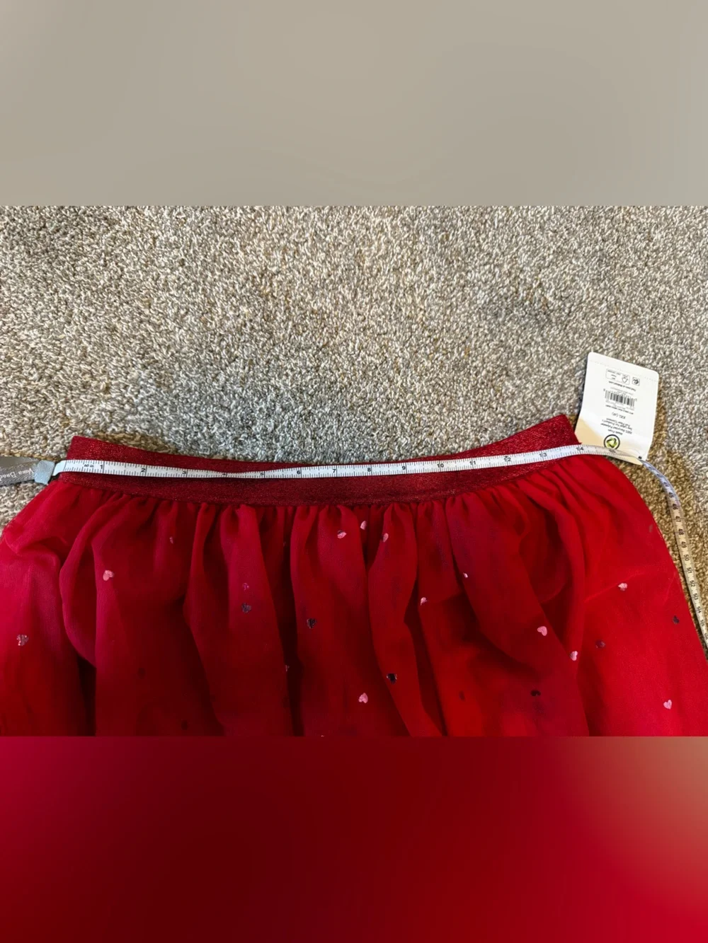 Celebrate Valentine’s Day Red cupcake skirt Girls XXL (18) Metallic hearts